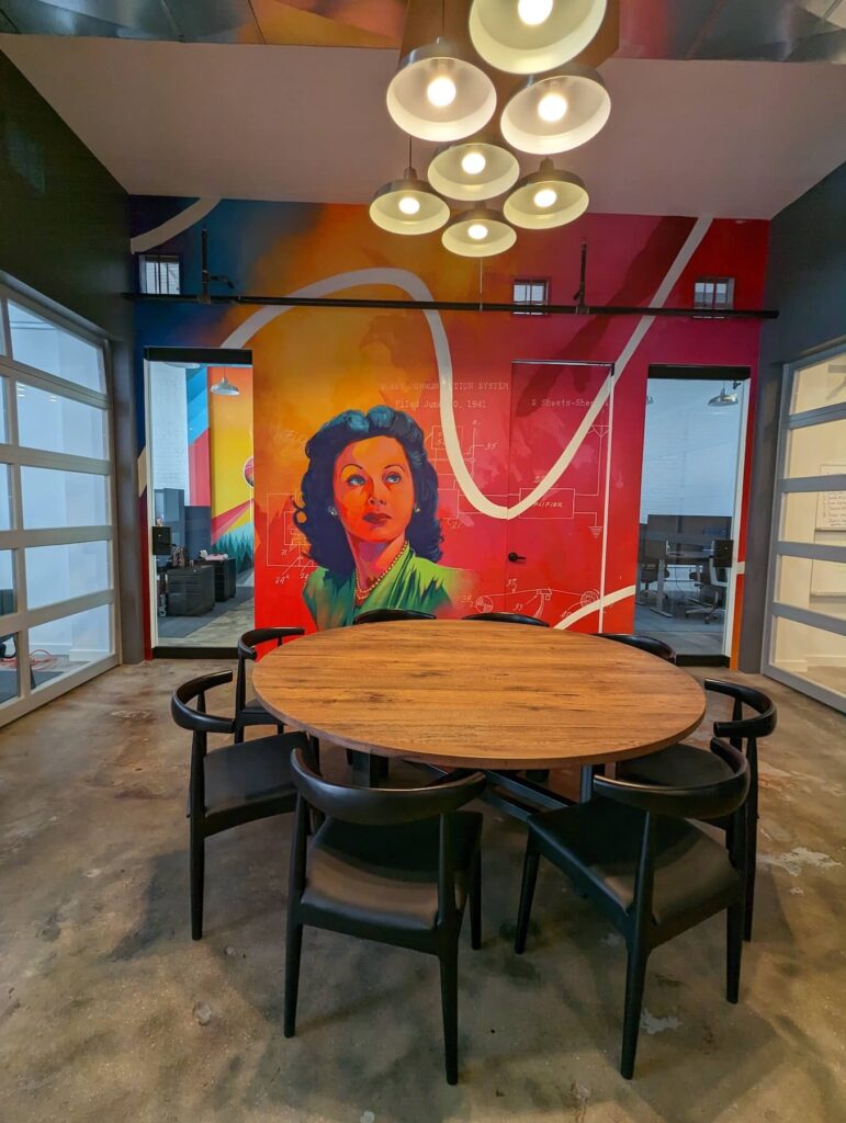 Interior design portfolio photo, custom oak table with black chairs